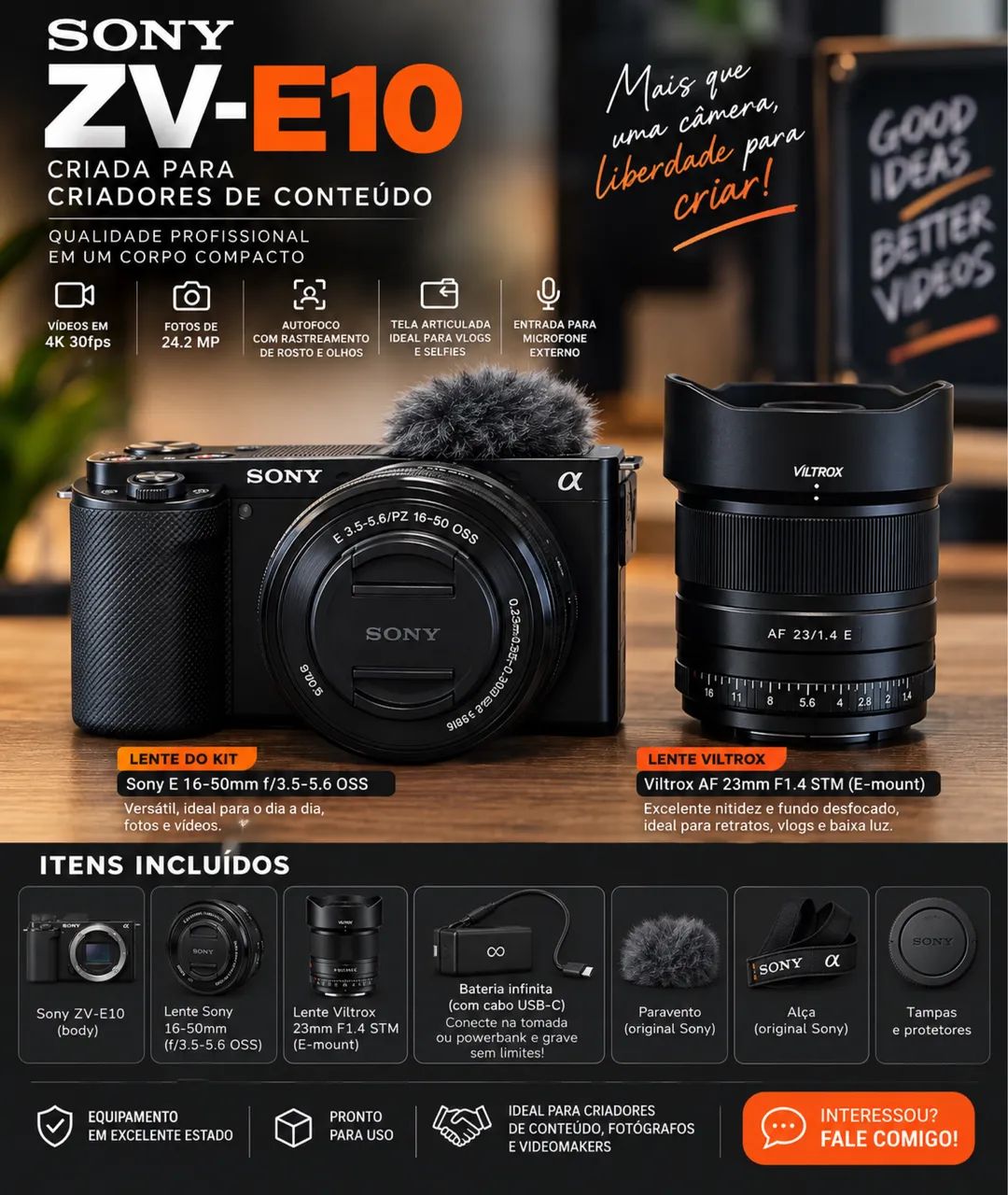 Sony ZV-E10 com 2 lentes