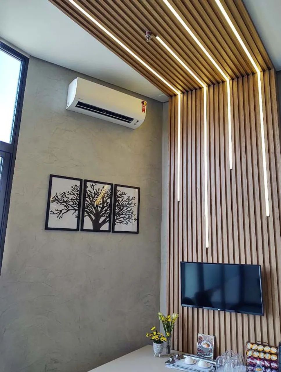 Perfil LED Embutir Móveis Marcenaria Ripado Madeira 2 Metros Barra Alumínio Canaleta