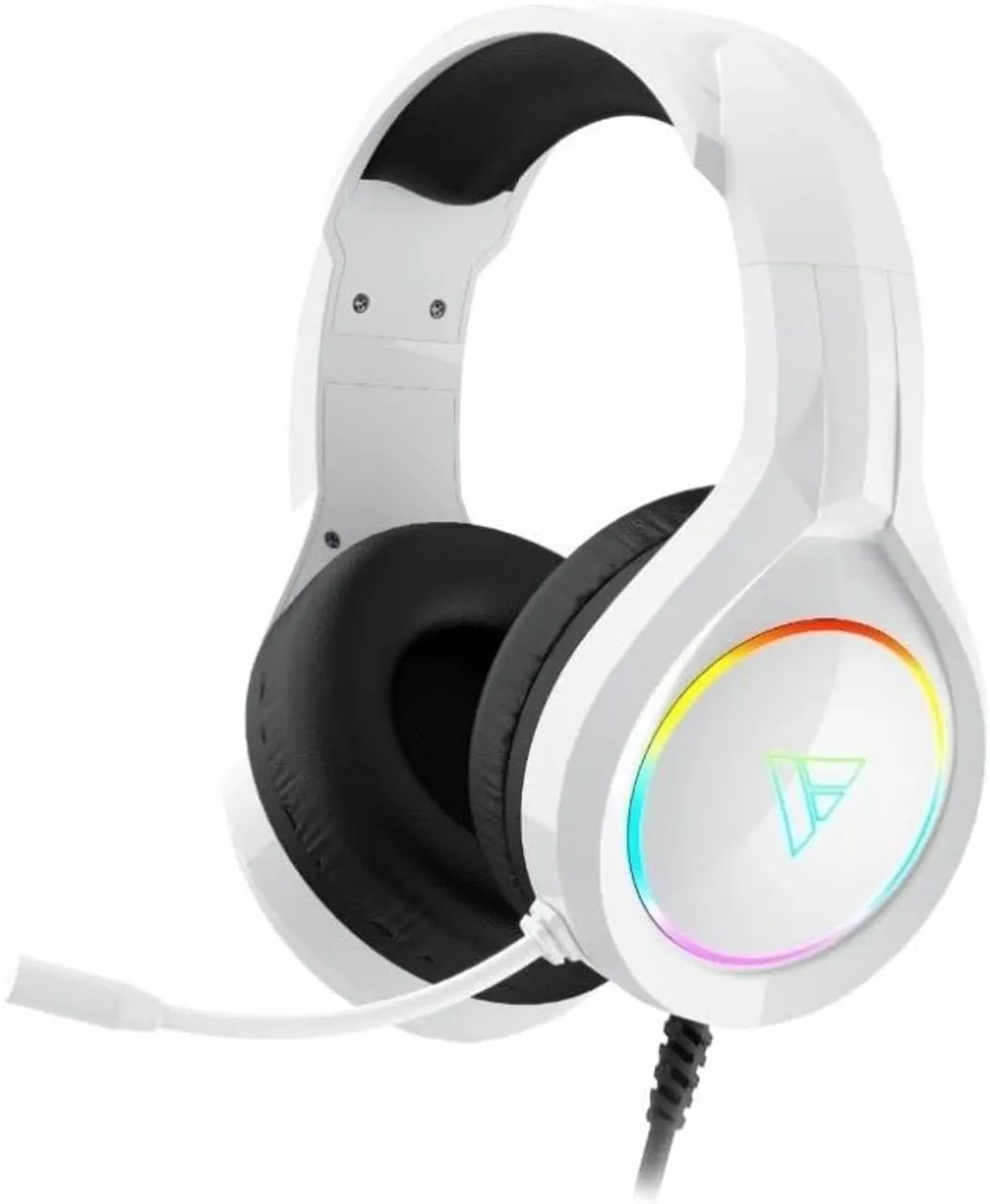Headset Gamer havit Branco USB com LED RGB, Som Surround 50mm, Microfone Flexíve