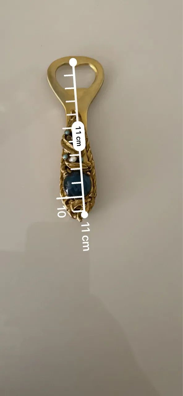 Abridor De Garrafa Antigo Bronze Latão Com Pedras Vintage - Foto 2