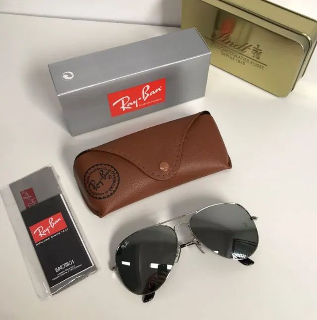 óculos de sol ray ban aviador prata - Foto 5