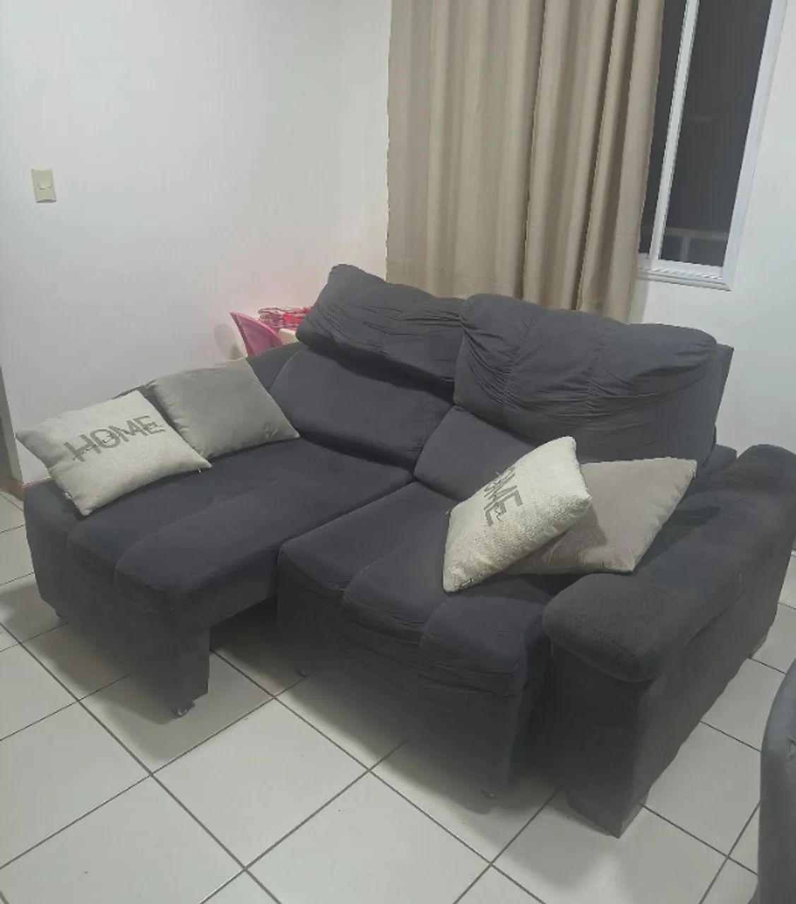 SOFÁ 3 LUGARES MARJOM CINZA RETRÁTIL E RECLINÁVEL (Brinde CAPA E ALMOFADAS)  R$ 1.300 - Foto 2
