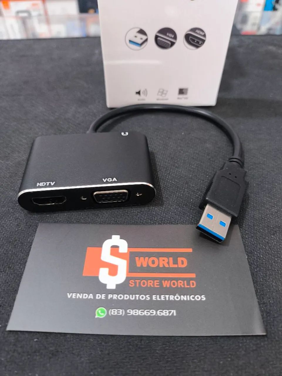  * Adaptador de USB para HDMI e VGA - Loja Store World  - Foto 2