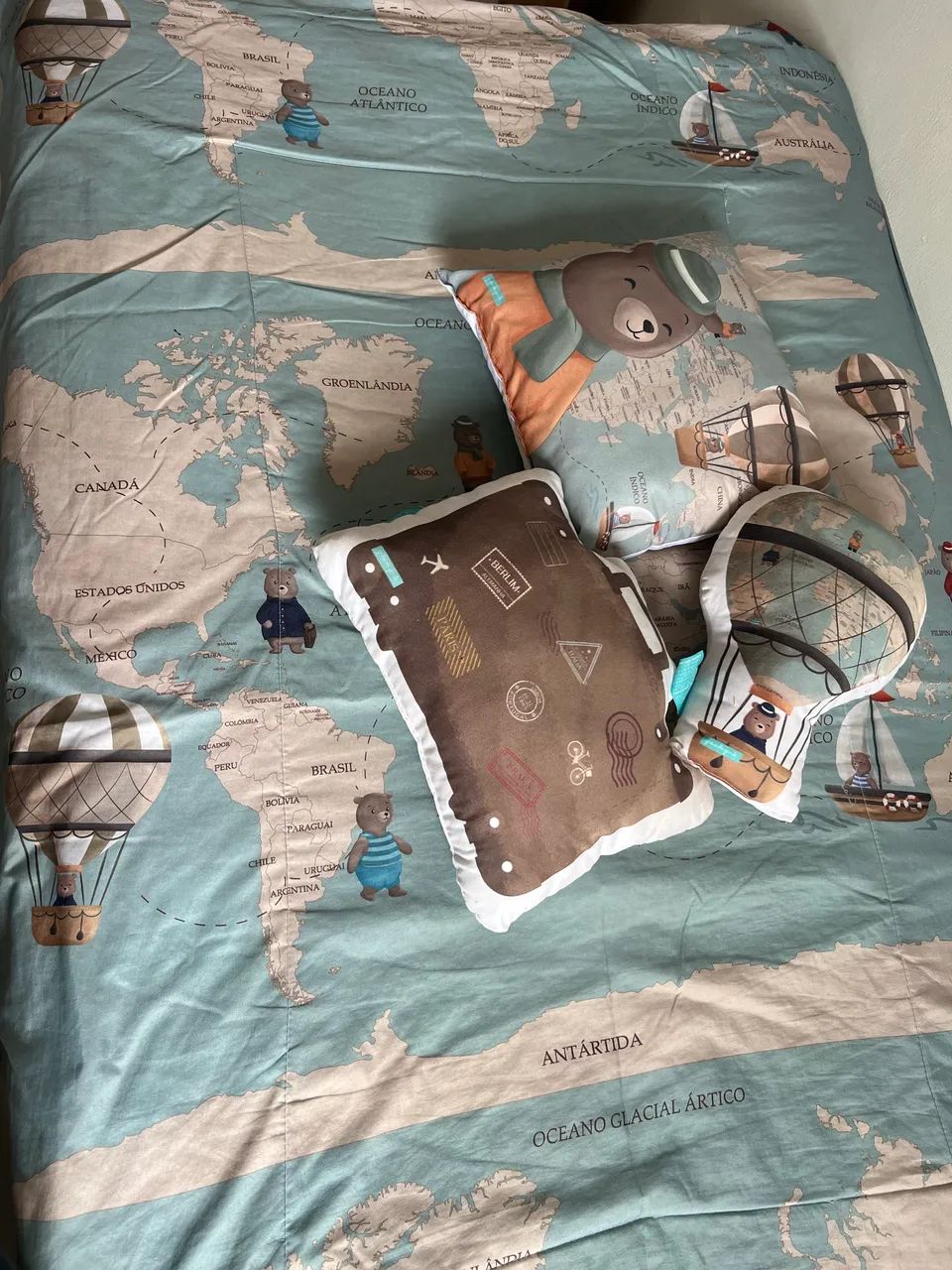 kit berço grão de gente teddy pelo mundo