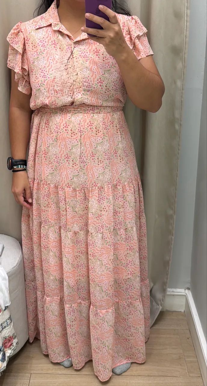 Vestido Floral de Botões 
