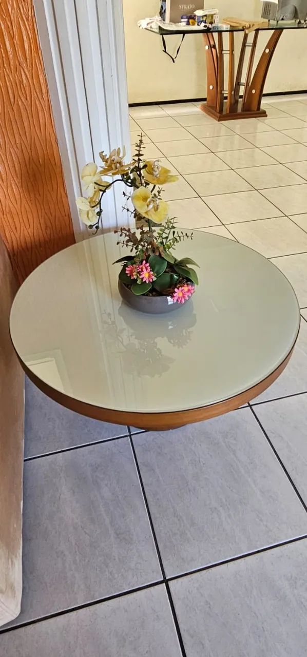 Mesa de Centro Raiuga madeira e vidro - Foto 2