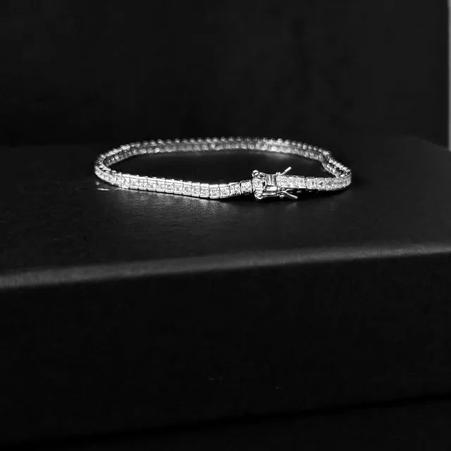 Pulseira Riviera Feminina Quadrada 2mm Prata 925 Legítima  - Foto 4