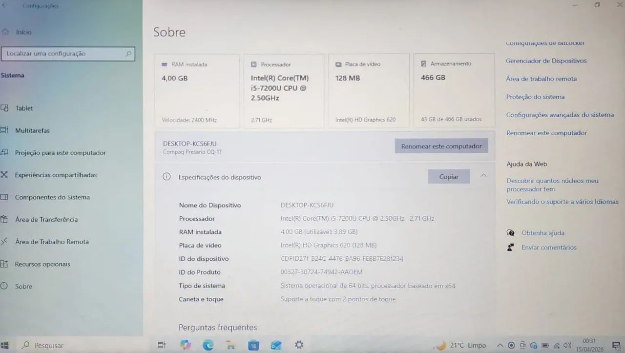 Notebook Compaq i5 com leitor de digital. - Foto 5
