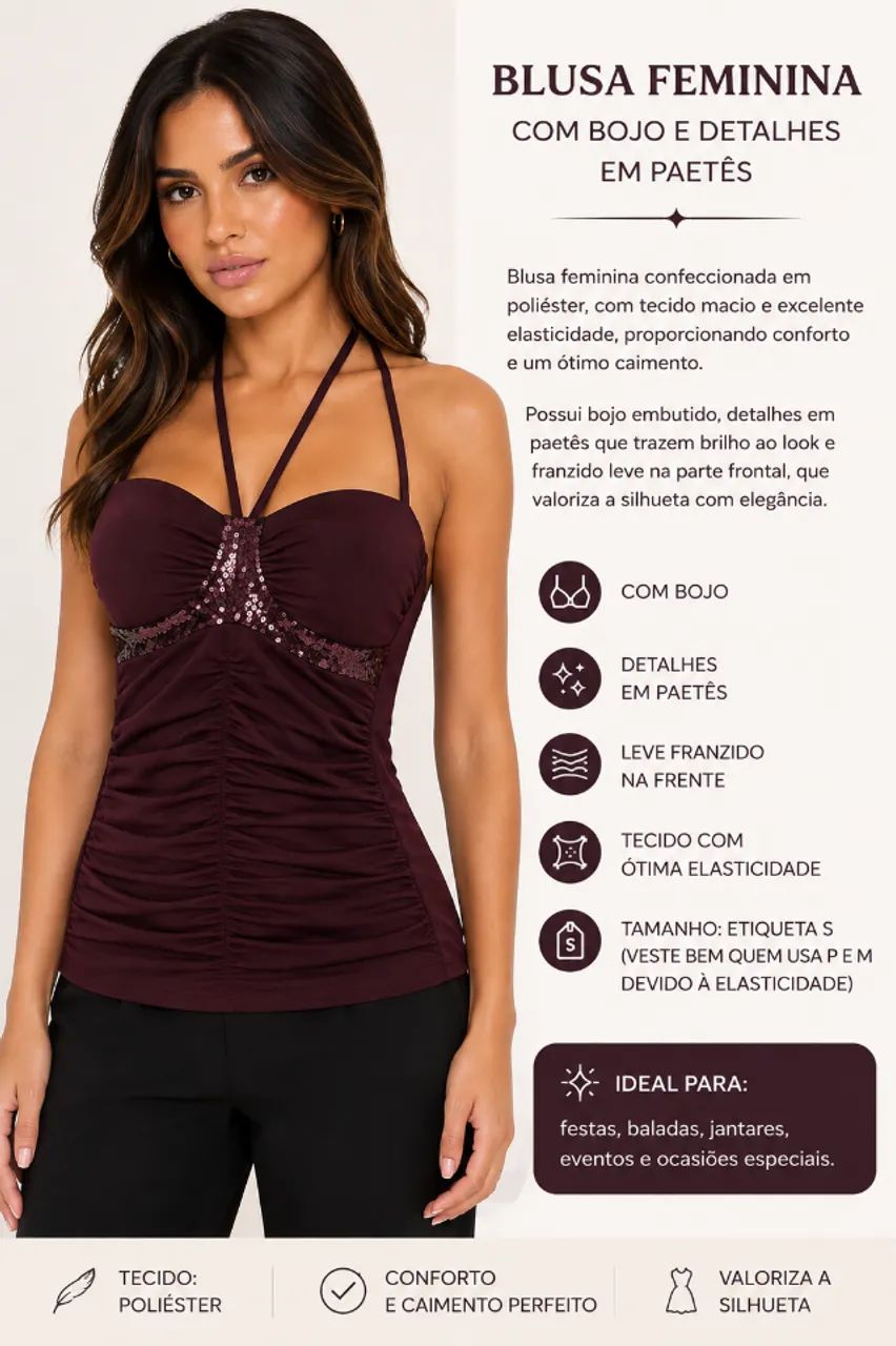 NOVA Blusa/top com boj e detalhes em sequin nunca usada