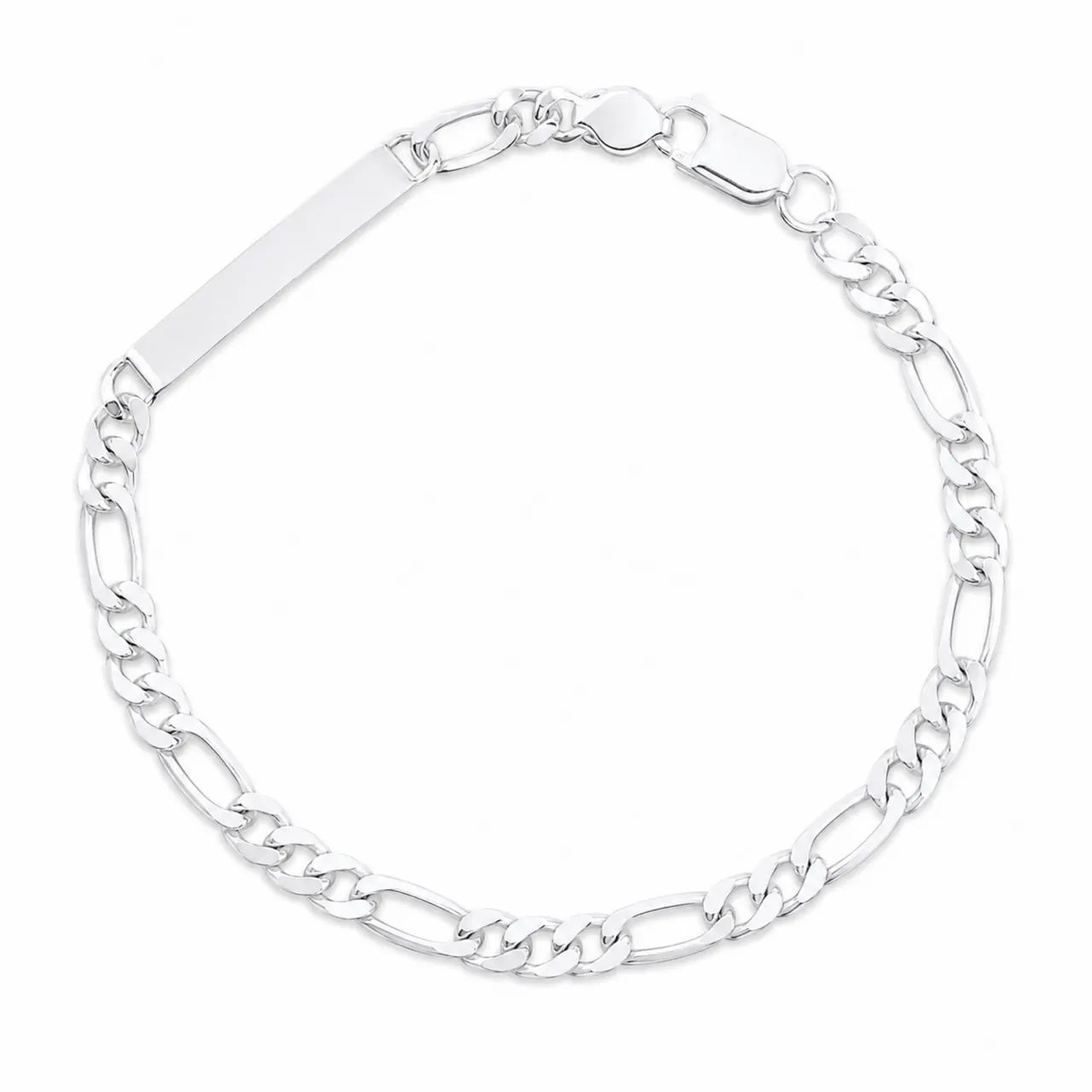 Pulseira prata 925 legítima 5mm placa de gravação 3x1