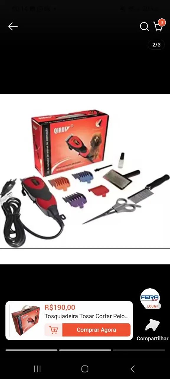 MÁQUINA TOSADORA P PETS PROFISSIONAL SONAR 227/220V - Foto 3