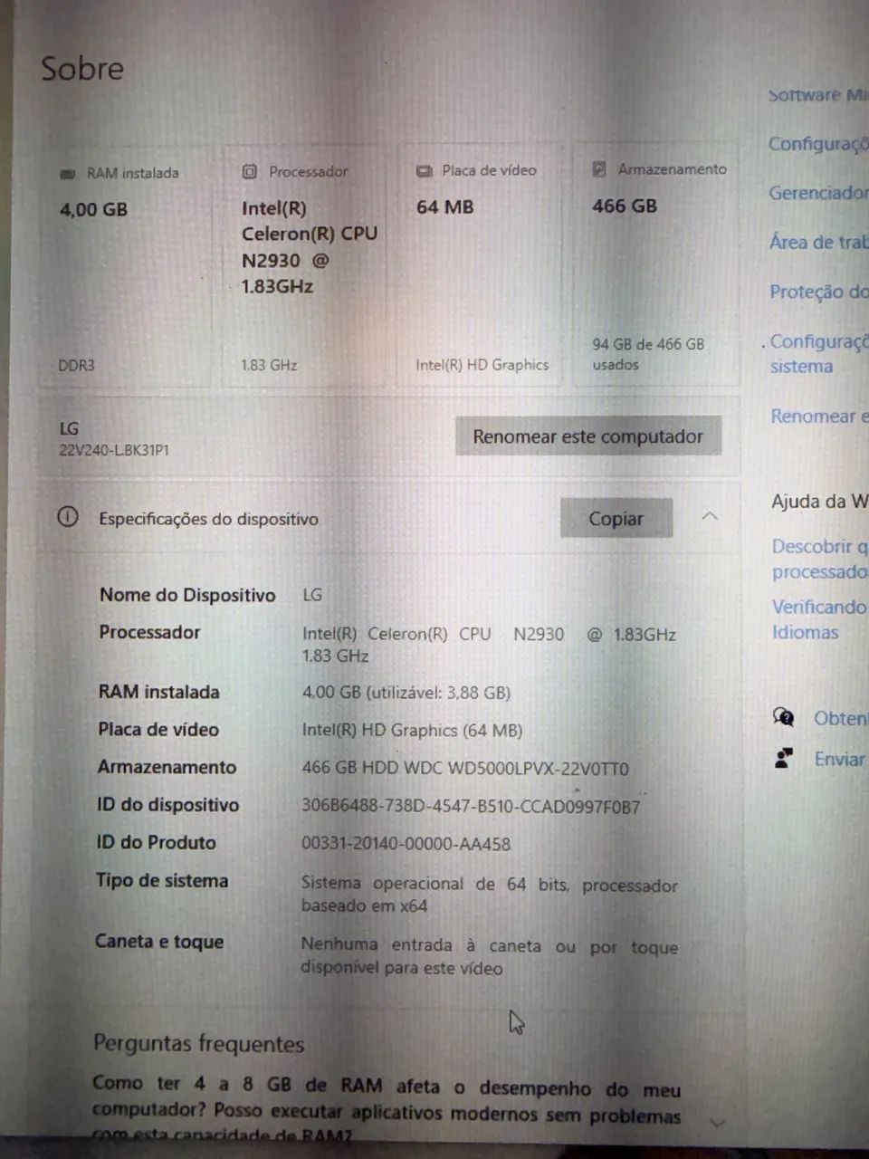 PC LG Intel Celeron 4Gb de RAM e 500gb de memória  - Foto 2