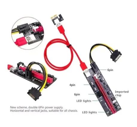 Placa Pci-e Express Riser Ver009s Usb 3.0 Extensor Ethereum Cor Vermelho - Foto 2