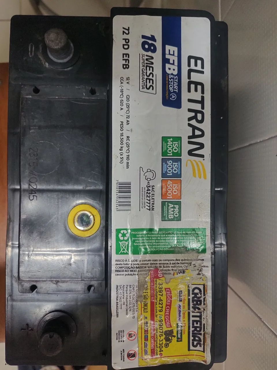 Bateria Eletran EFB  72AH START STOP  - Foto 3