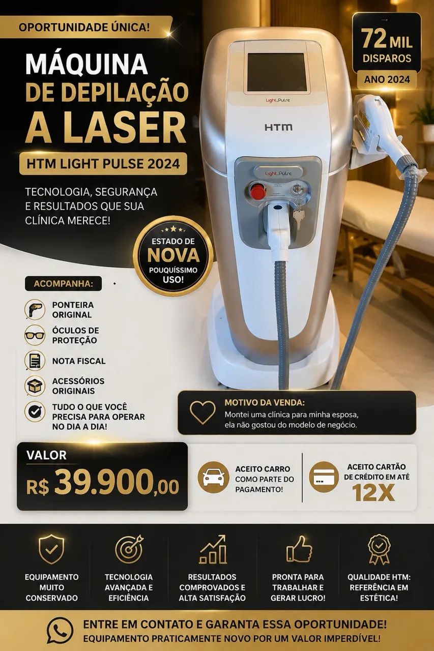 Máquina de Depilação a Laser HTM Light Pulse 2024 - Estado de Nova