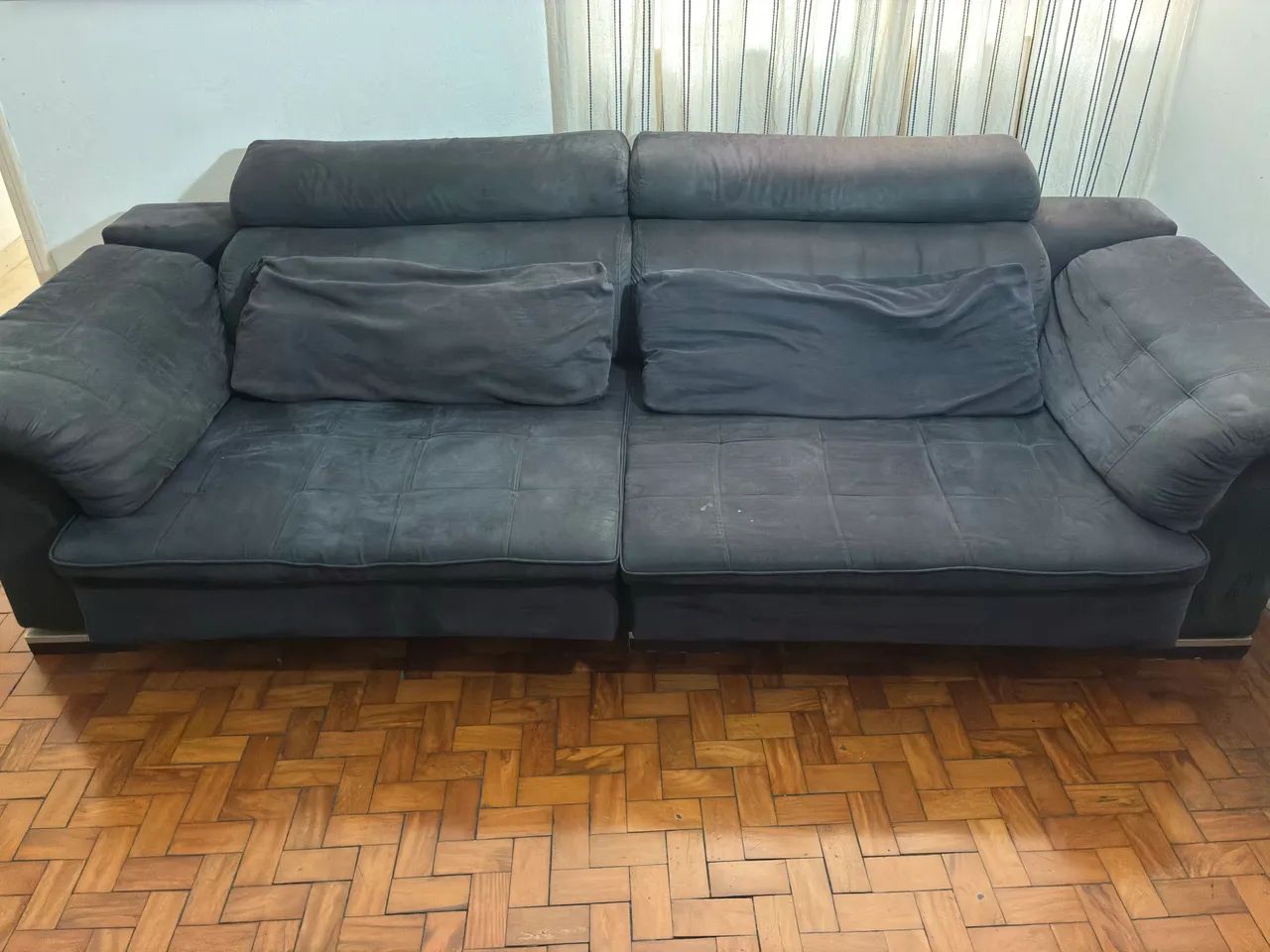Sofá Retrátil 2 Lugares Grande 2,10 m - Cinza