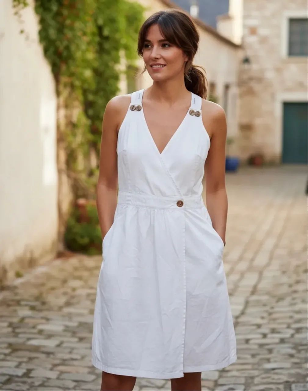 Vestido de Linho Branco Novo