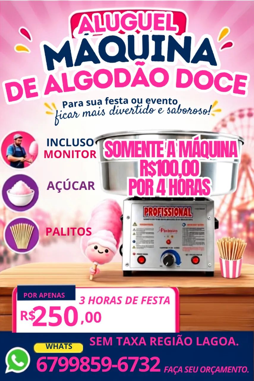 Alugar máquina de algodão doce