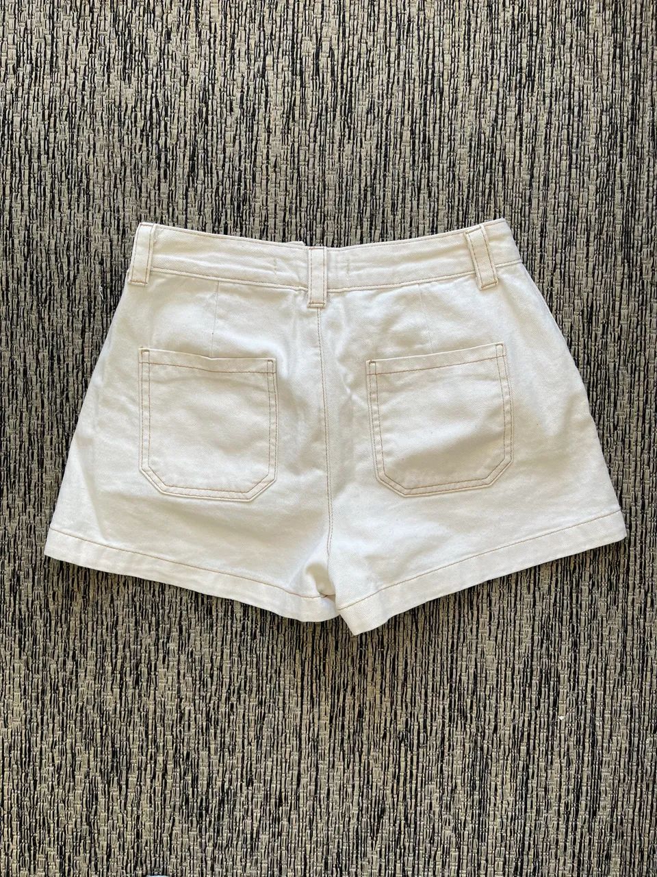 Shorts Jeans Creme Bege - Foto 3