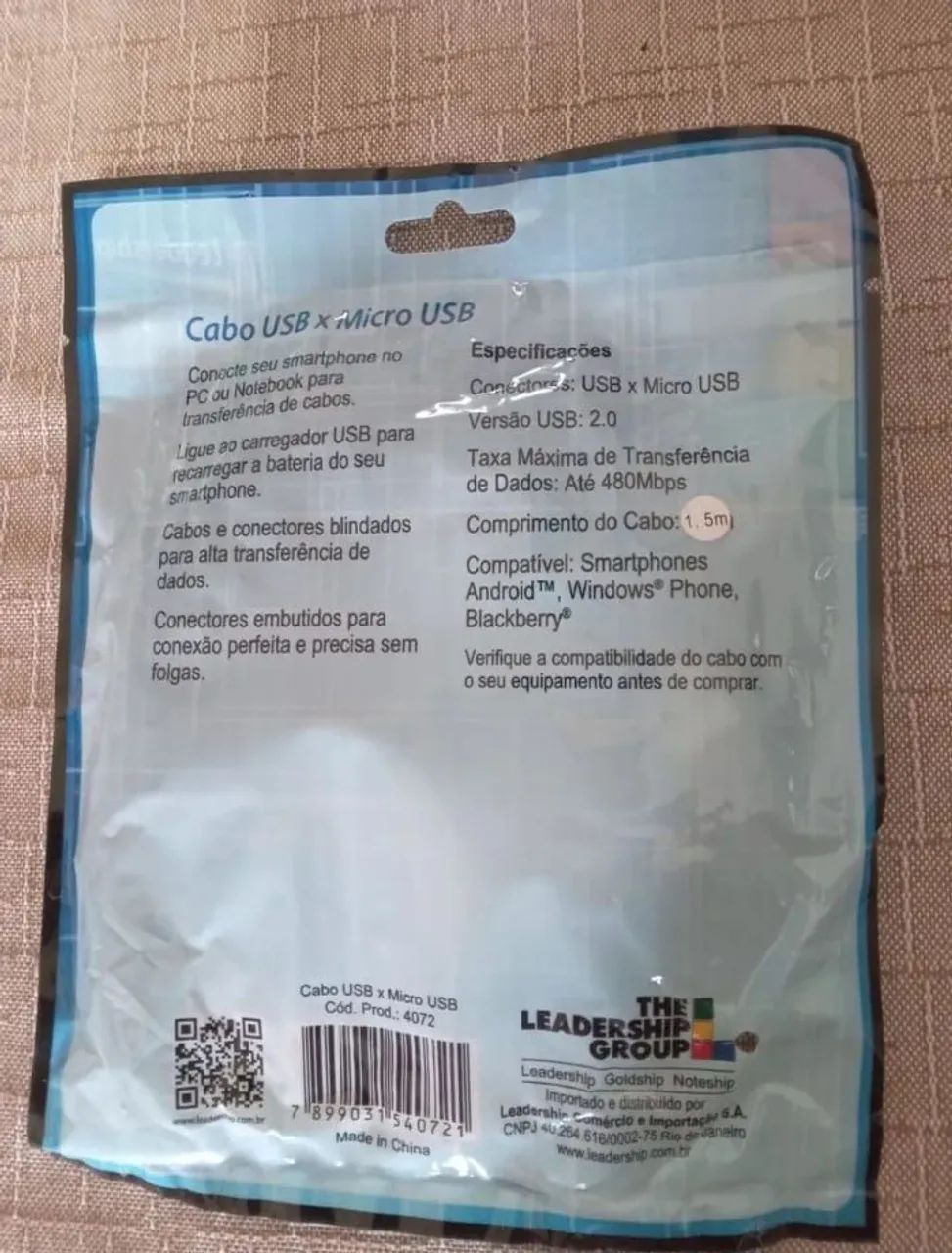 CABO USB X MICRO USB 1,5 METROS NOVO - LEADERSHIP  - Foto 2