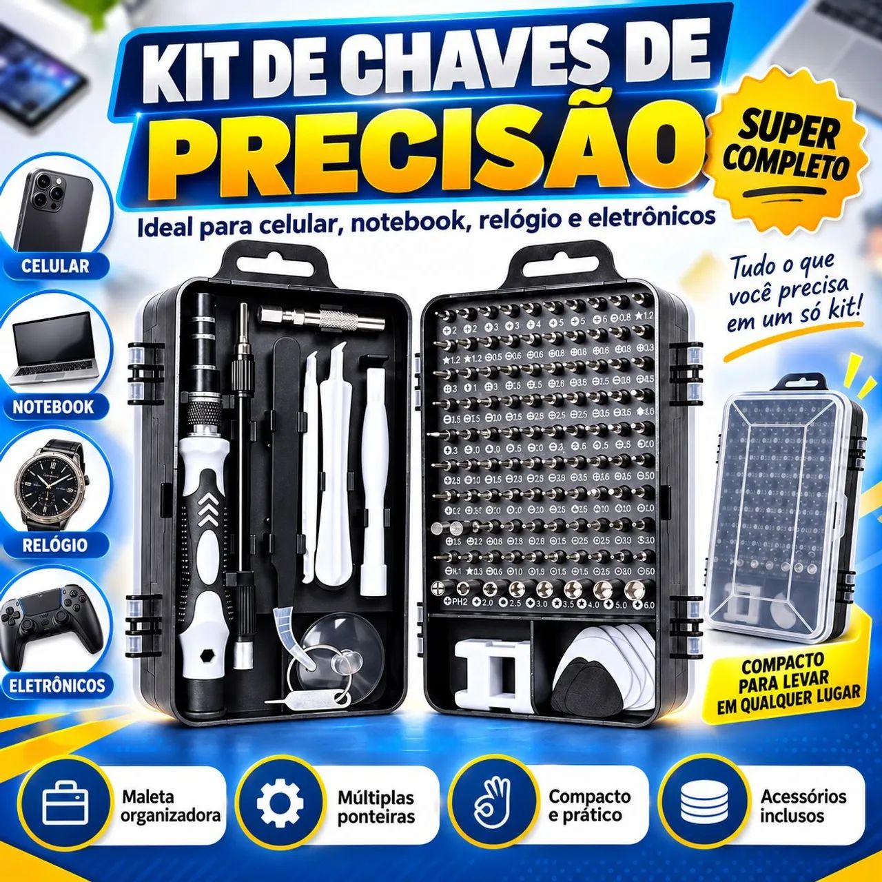 Kit de Chaves de Precisão para Celular, Notebook e Eletrônicos ferramenta