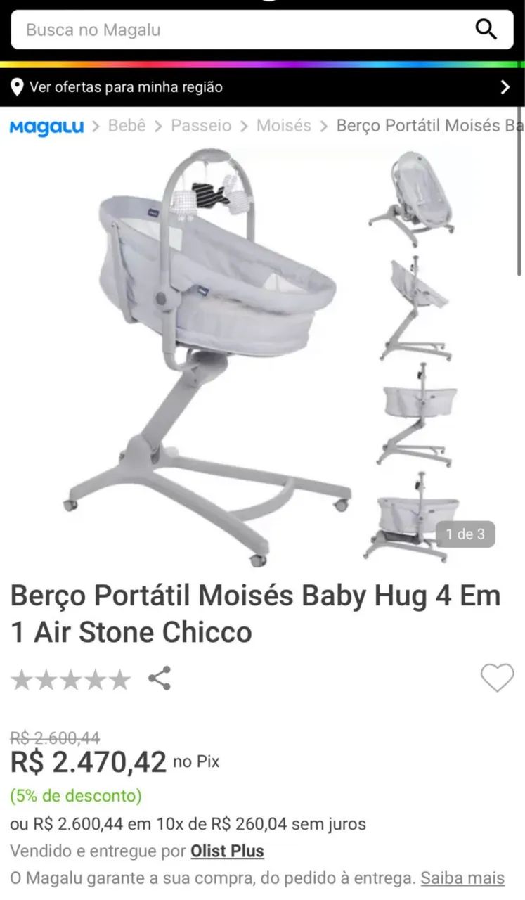 Berço Portátil Moisés 4 em 1 Chicco  - Foto 3