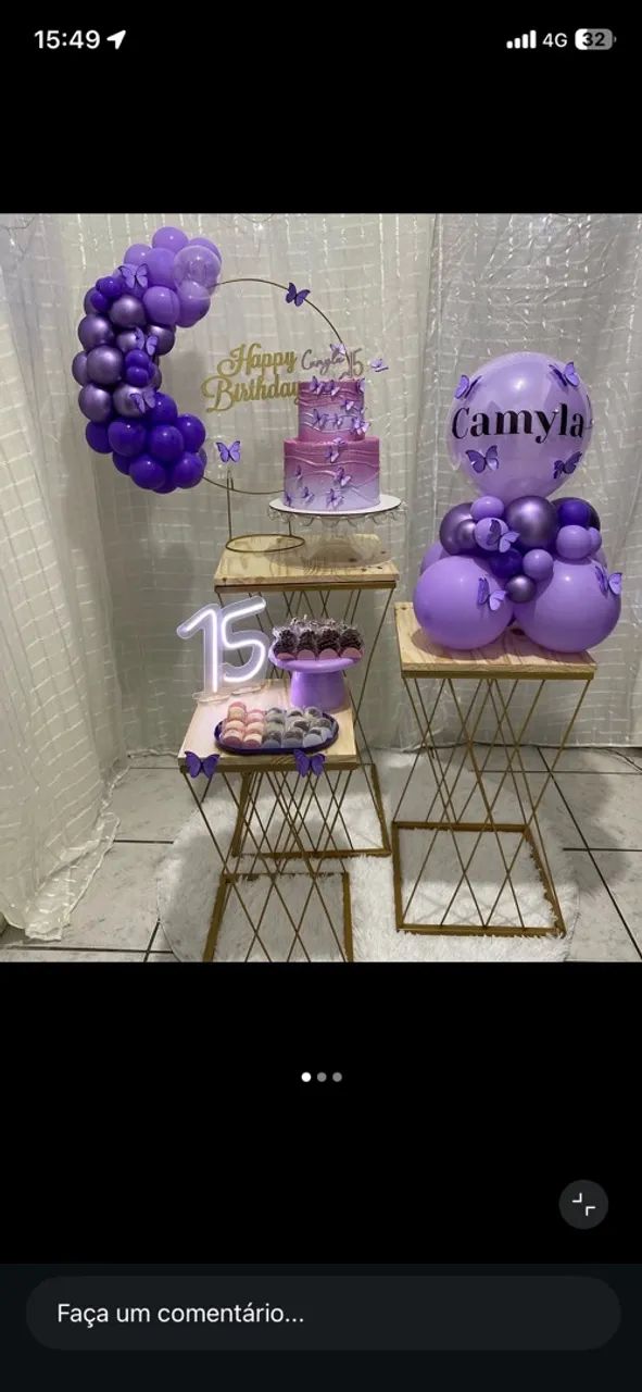 Trio de mesas para decoração 