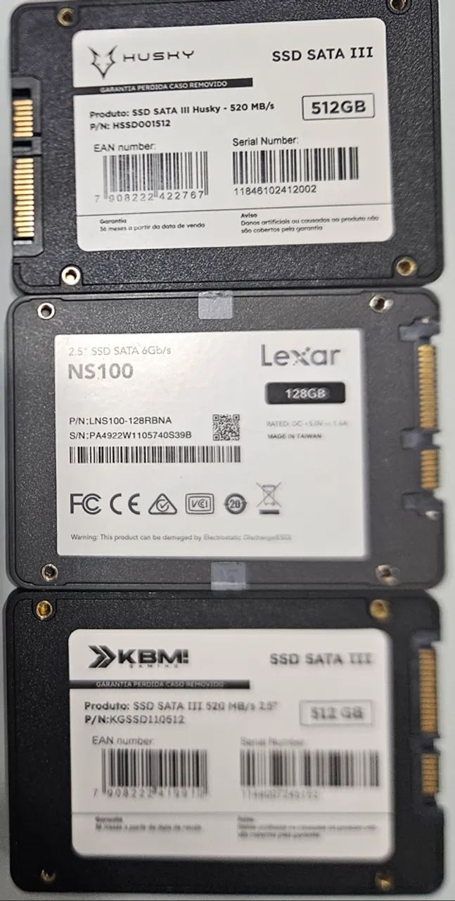 3 SSDs para manutenção
