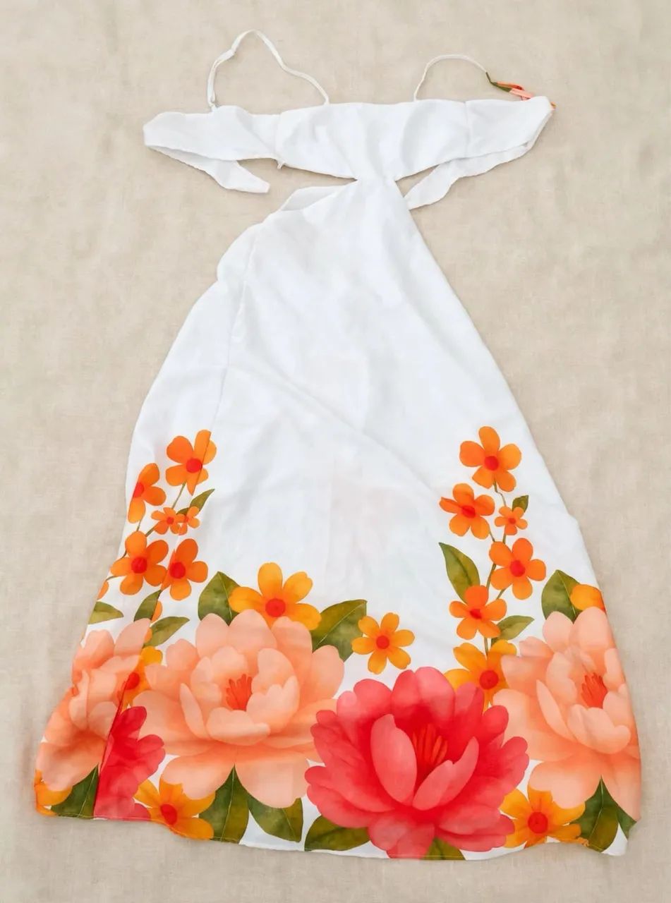 Vestido Branco Longo Floral ?