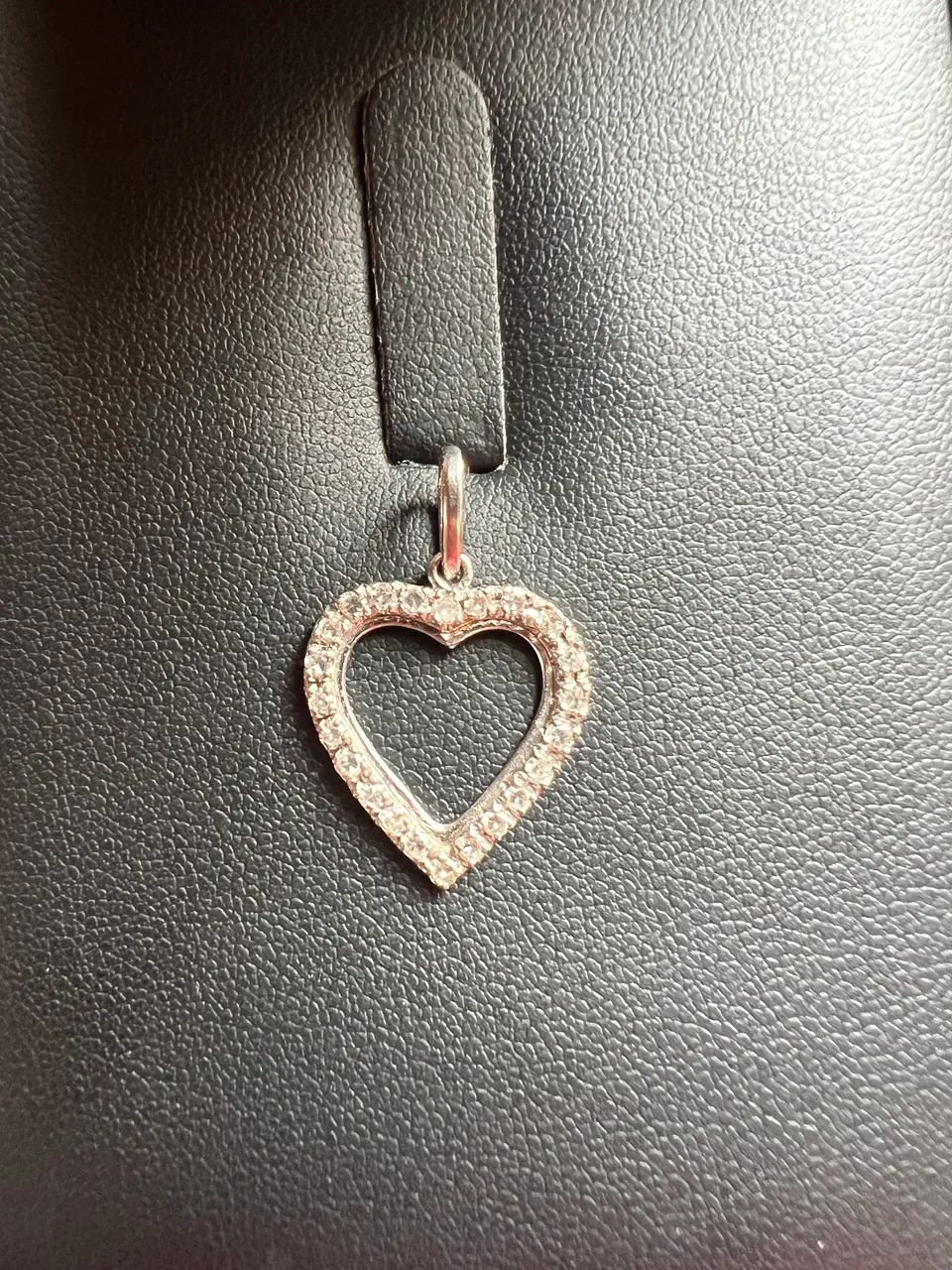 Pingente coração ouro branco 18k com diamantes - Foto 5