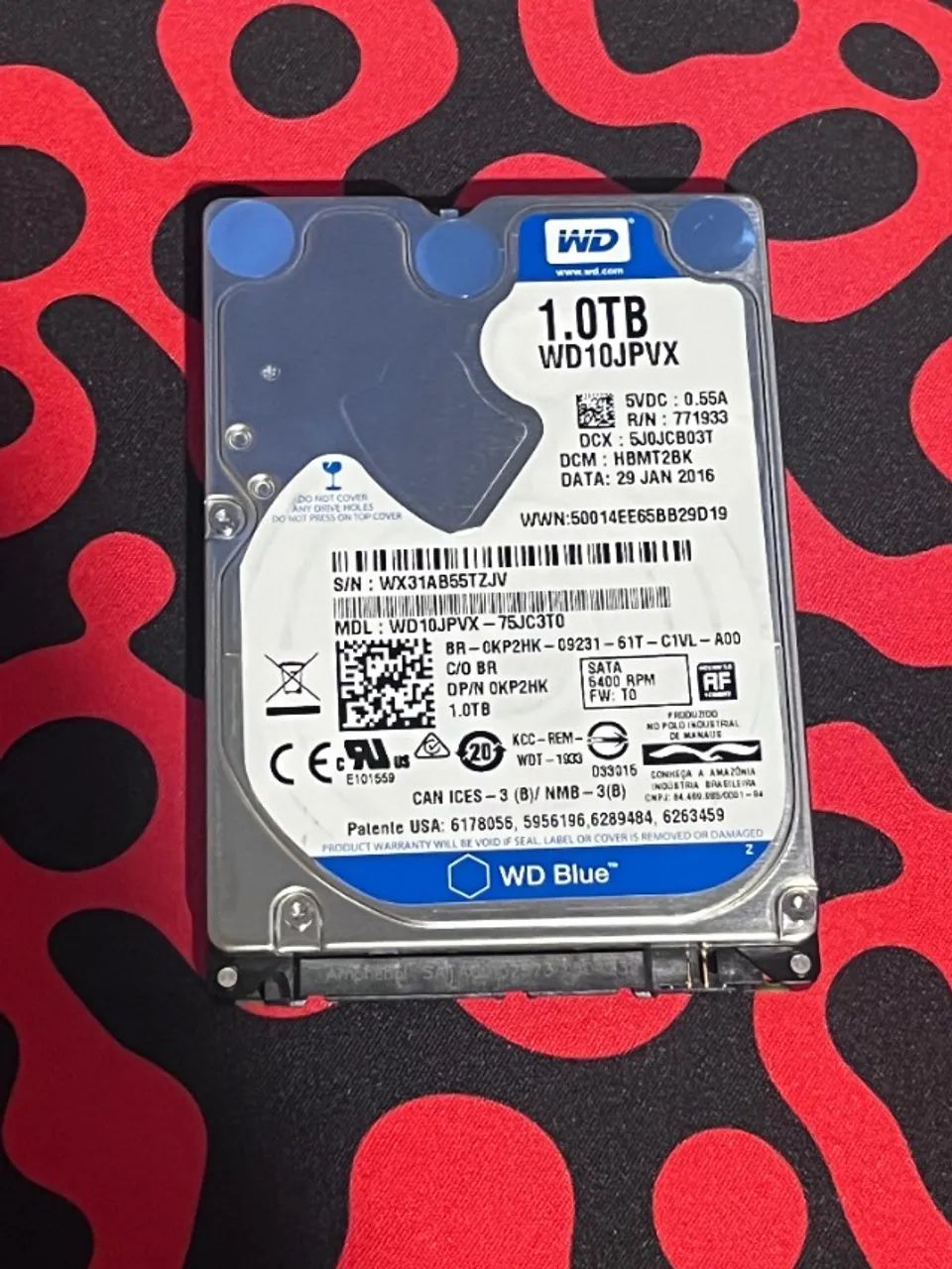 HD Notebook 1TB Western Digital Blue - Apenas 321h de Uso (Semi-Novo)