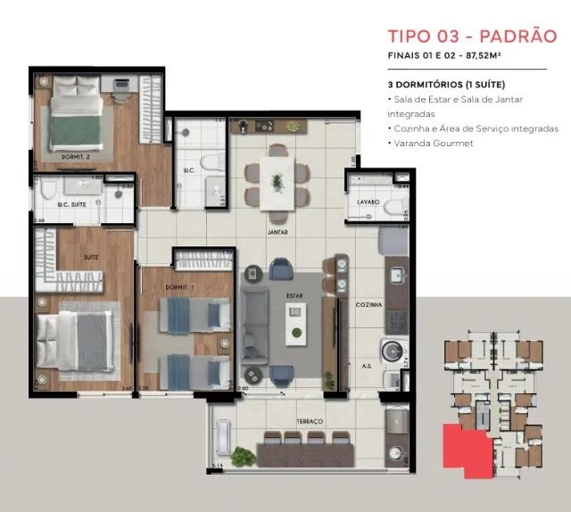 Apto de 3 dormitórios com suíte no Sky Vision Evolution Pouso Alegre - Foto 4