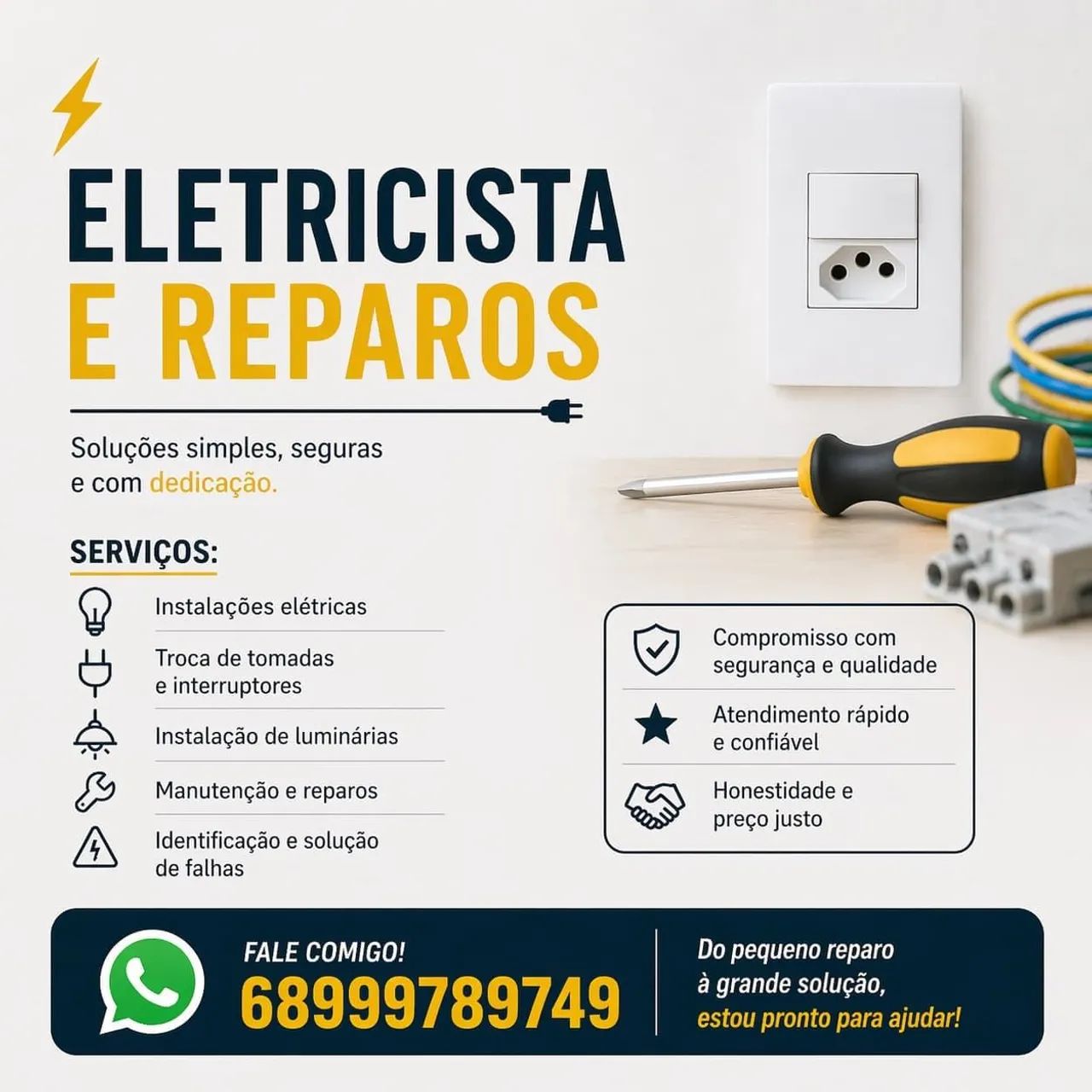 faço serviços de elétrica ligue e faça seu orçamento 