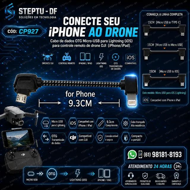 Cabo de dados OTG para Drone controle remoto de celular/tablet com conector USB COD-CP927 