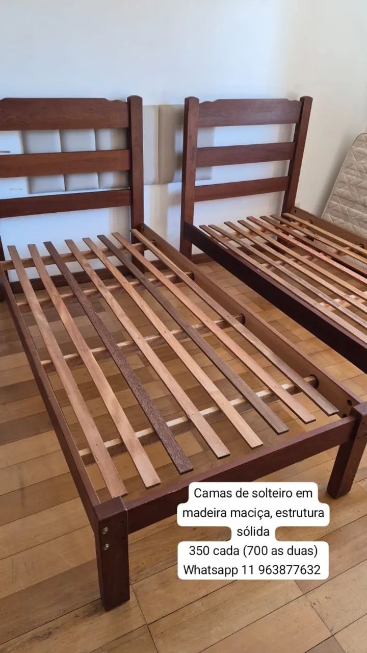 Cama de Solteiro em Madeira Maciça