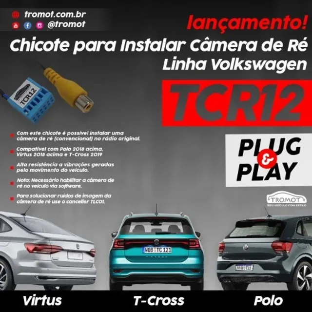 Chicote P/ Câmera De Ré Volkswagen Polo / Virtus / T-cross TCR12 Tromot