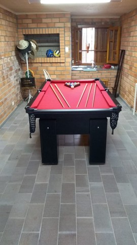 Mesa Charme de Bilhar e Jantar Tecido Vermelho Mod. 239MW6SY