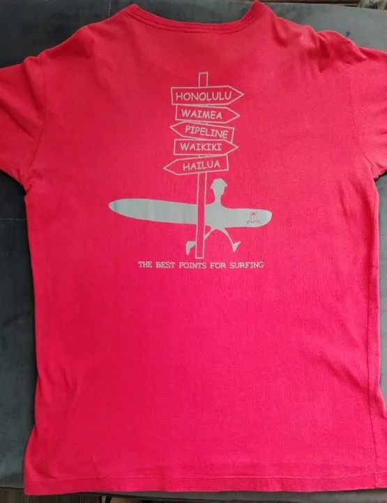 Camisa Pier The Best Points for Surfing Vermelha Tamanho P - Foto 2