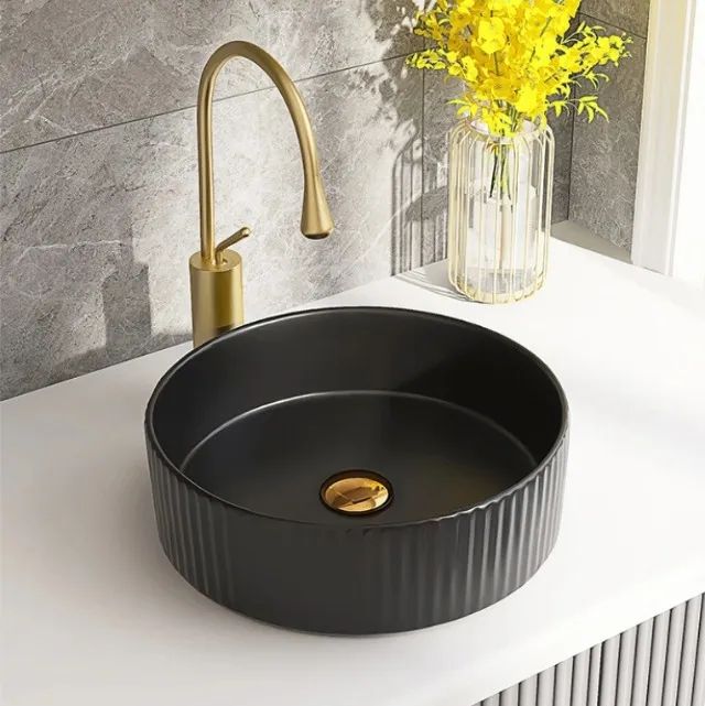 Cuba Evier Redonda Black Matte Preto Fosco 35x12