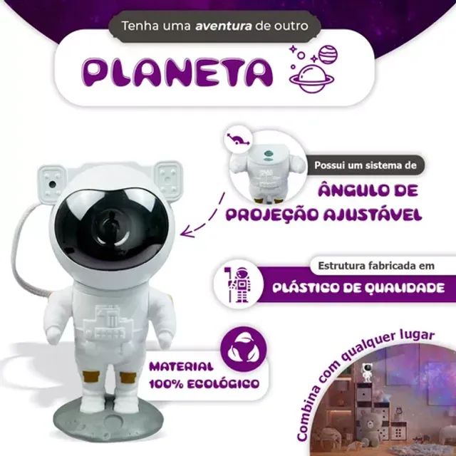Projetor De Luz Noturna Galáxia Astronauta - Foto 4