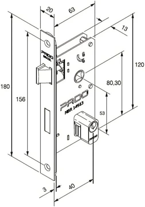Classic External Lock, Chrome-Plated Pado 691-80E CR – 40 mm Mechanism64750591405571122