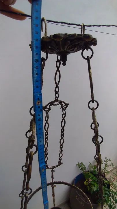 Lustre de  bronze Antigo   cúpula  - Foto 2