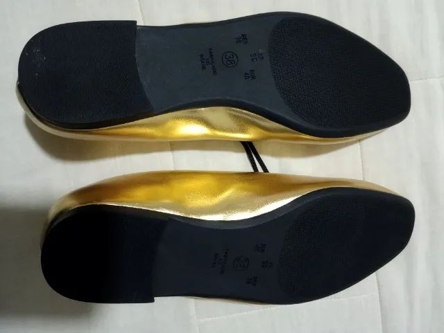 Sapatilha boneca dourado Satinato 38com bico de bailarina. - Foto 2