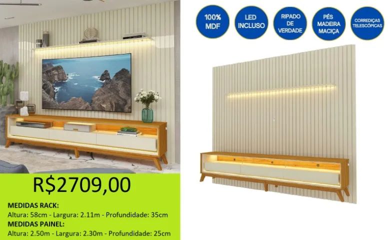 Conjunto ripado com led, sua sala dos sonhos está aqui - Foto 2