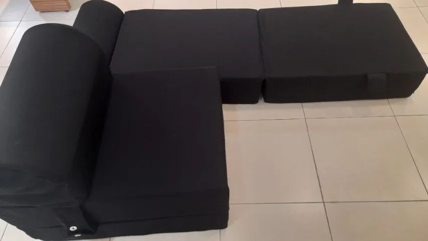 Sofá Cama Dobrável Individual, Cor Preta, Novo - Foto 2