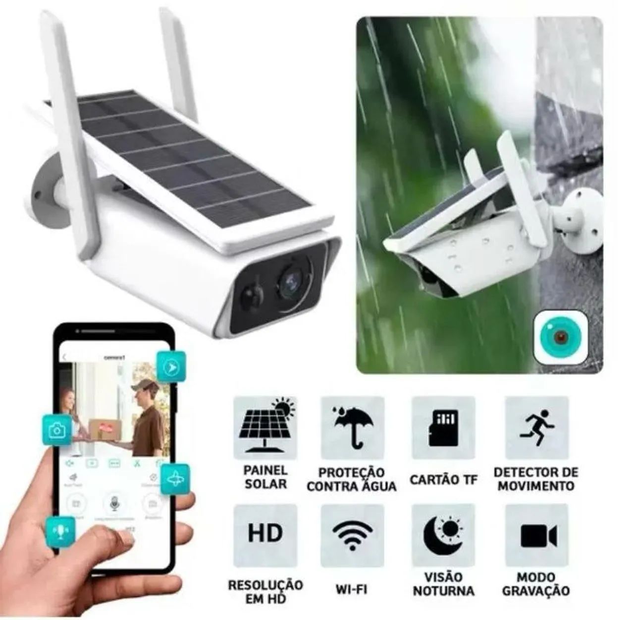 Câmera de Segurança Externa Solar HD com Wi-Fi