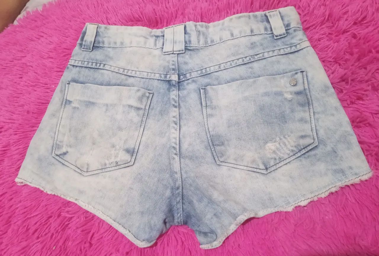 Shorts  Destroyed Qzito Jeans Feminino N;34 - Foto 4