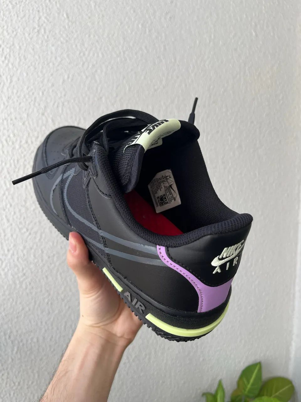 Nike Air Force 1 React Black/Anthracite/Violet/Volt  - Foto 5