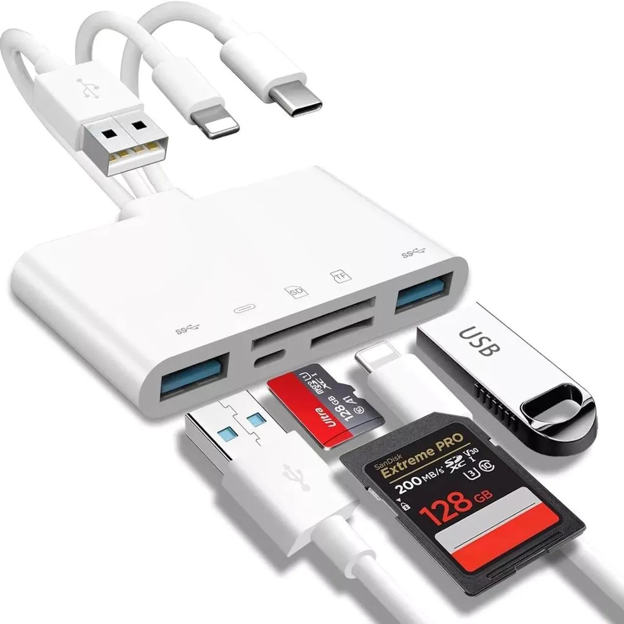 Adaptador Leitor de Cartão SD/MicroSD USB-C para Celular