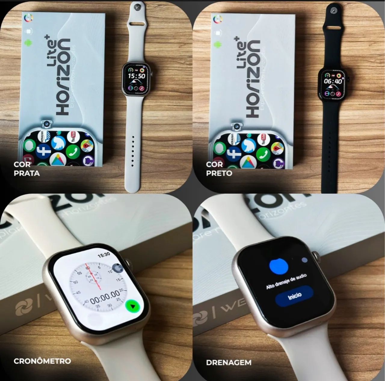 Smartwatch Horizon Lite+ c 2 Pulseiras + Fone Bluetooth  - Foto 2